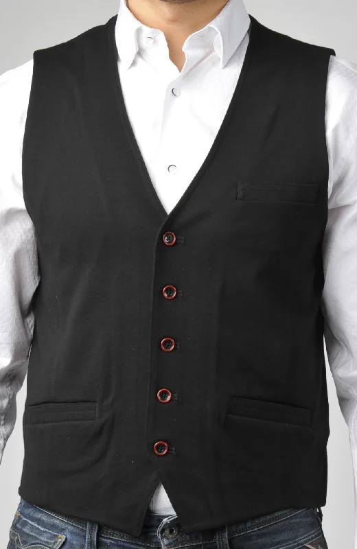 casual outdoor vests for men -Black Punto Milano Knit Vest