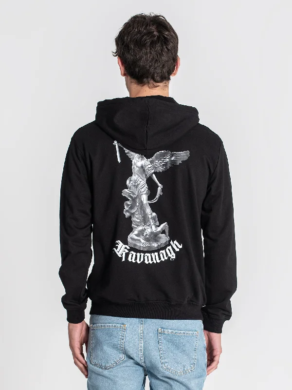 men's oversized sweatshirts -Black Warrior Angel Hoodie Jacket