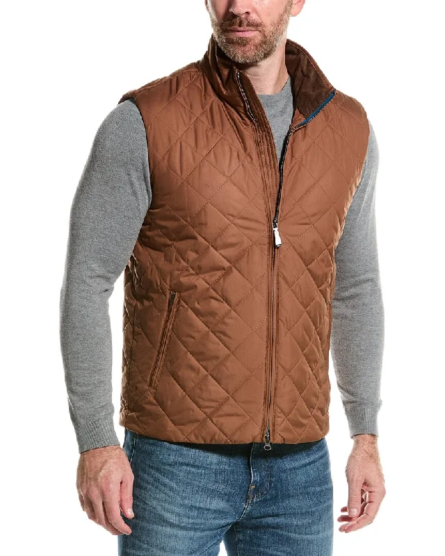 men's fitted vest jackets -Brooks Brothers Diamond Quilted Vest