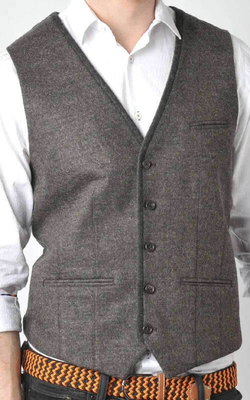 men's sleeveless waistcoats -Brown Vest with Grey Piping