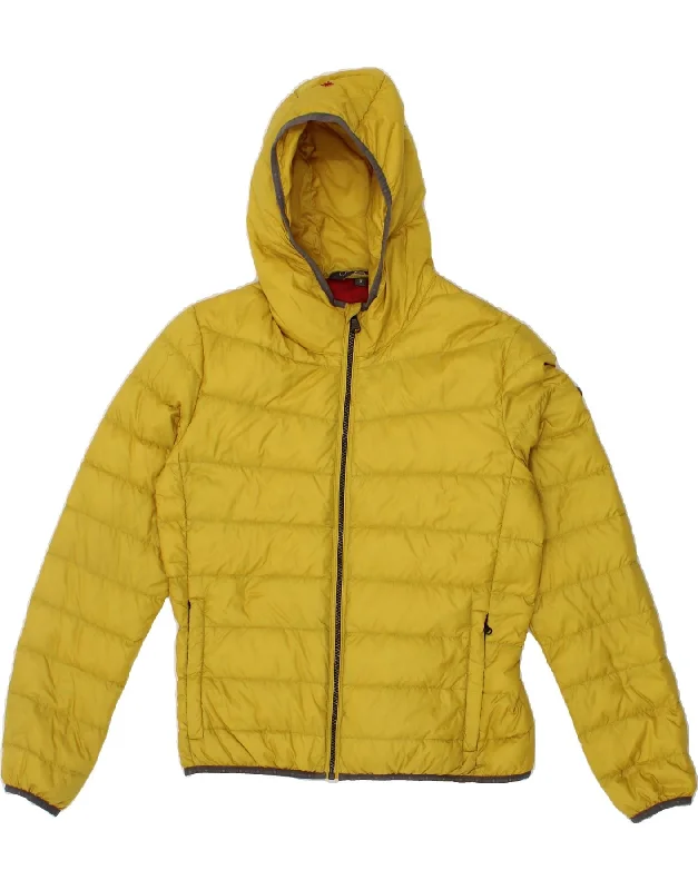 men's reversible vests -CANADIENS Mens Hooded Padded Jacket UK 36 Small Yellow Polyamide