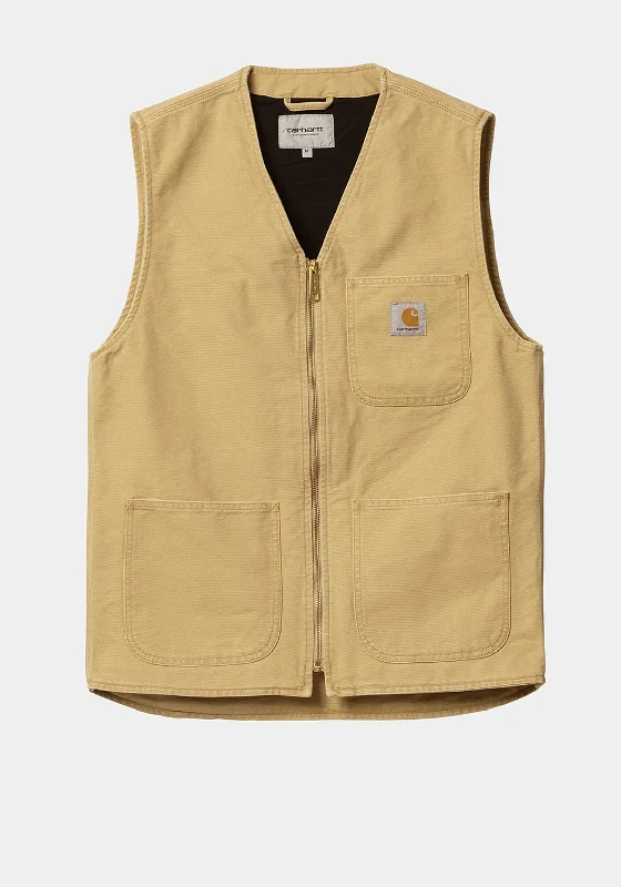 casual waistcoats for layering -Carhartt WIP Arbor Vest, Bourbon Aged Canvas