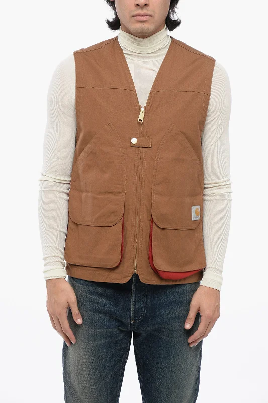 urban style vests for men -Carhartt Front Zipped Heston Cotton Vest S Standard Size