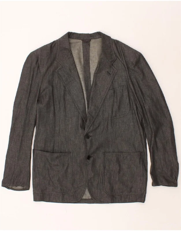 wool vests for men -CERRUTI 1881 Mens 2 Button Blazer Jacket IT 50 Large Grey Cotton