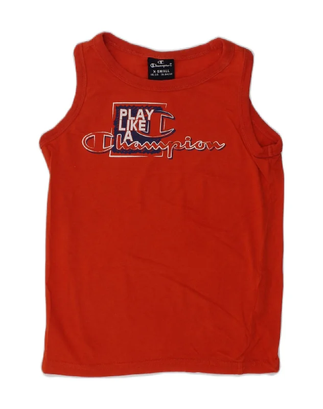 trendy vests for men -CHAMPION Boys Graphic Vest Top 5-6 Years XS Red Cotton