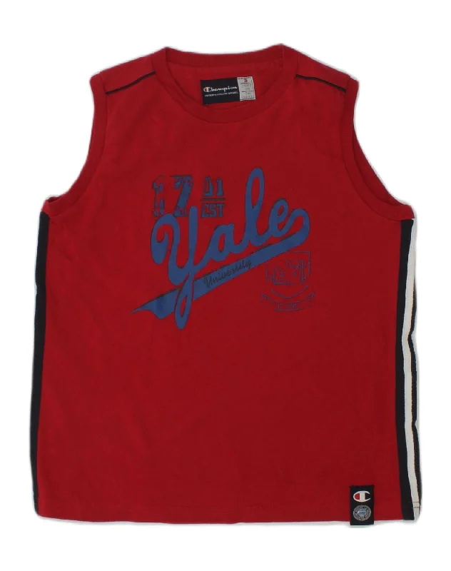 men's winter vests -CHAMPION Boys Graphic Vest Top 7-8 Years Small Red Cotton