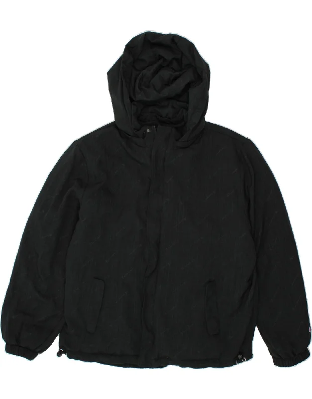 button-down vests for men -CHAMPION Mens Reversible Hooded Padded Jacket UK 42 XL Black Cotton