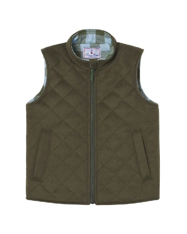 sleek vests for men -Classic Prep Wills Quilted Wool-Blend Vest