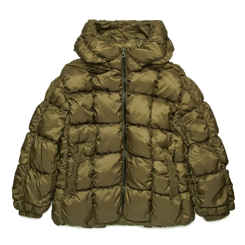 tailored vests for men -Diesel Kids Puffer Jacket with Checked Quilting - Olive