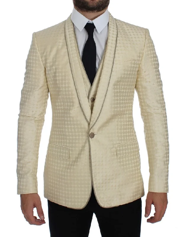 men's checkered vests -Dolce & Gabbana Sophisticated  Polka Dotted Blazer & Men's Vest