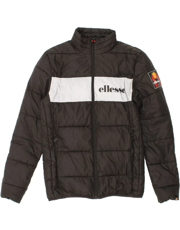 men's vest for weddings -ELLESSE Mens Graphic Padded Jacket UK 38 Medium Black Colourblock