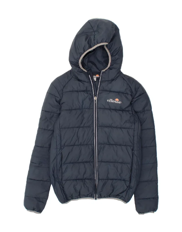 men's vests with zippers -ELLESSE Mens Hooded Padded Jacket UK 34 XS Navy Blue Polyester