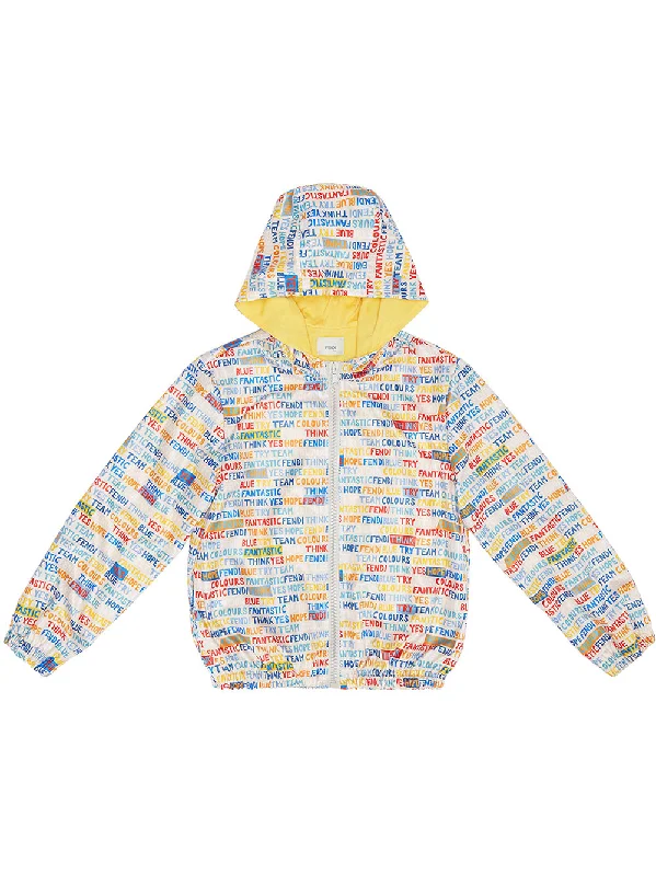 warm vests for men -Fendi Kids LOGO Print Windbreaker Jacket