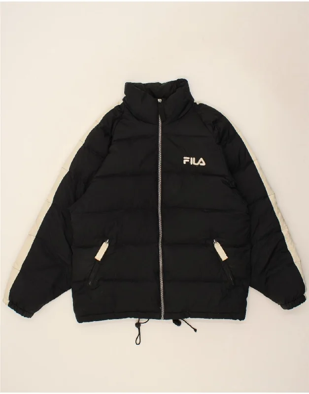 men's wool-blend vests -FILA Mens Padded Jacket UK 38 Medium Black Colourblock Polyester