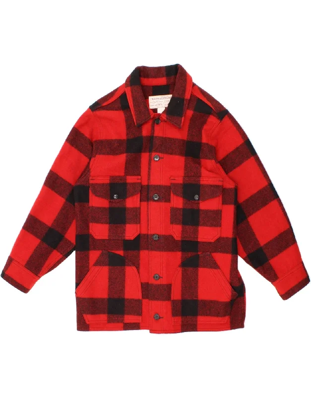 men's zip-up vests -FILSON Mens Utility Jacket IT 46 Small Red Check Virgin Wool