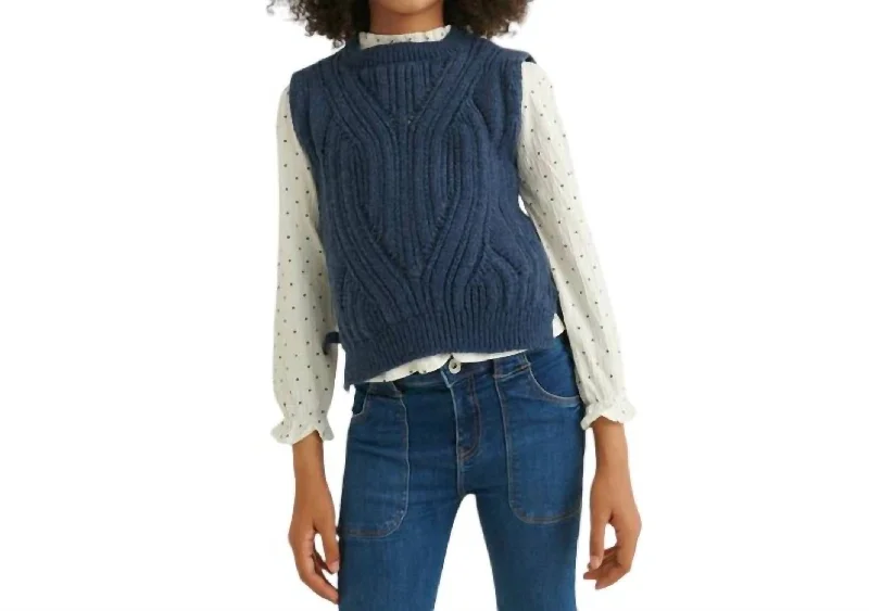 men's long waistcoats -Girl's Eclipse Knitted Vest In Blue