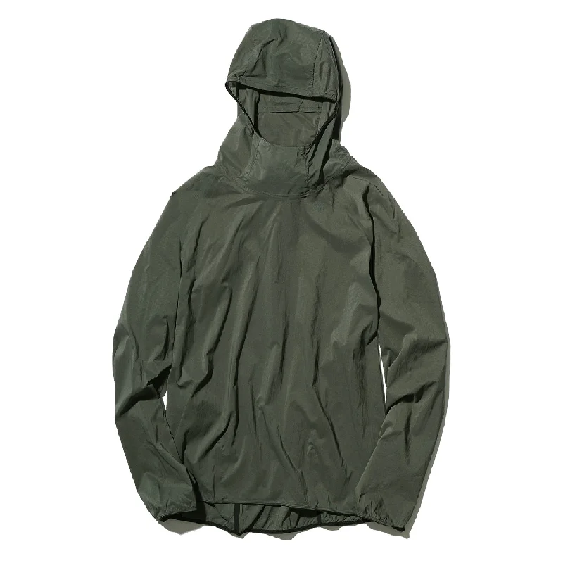 stylish men's hoodies -Goldwin Pullover Floating Wind Shell Hoodie Olive Drab