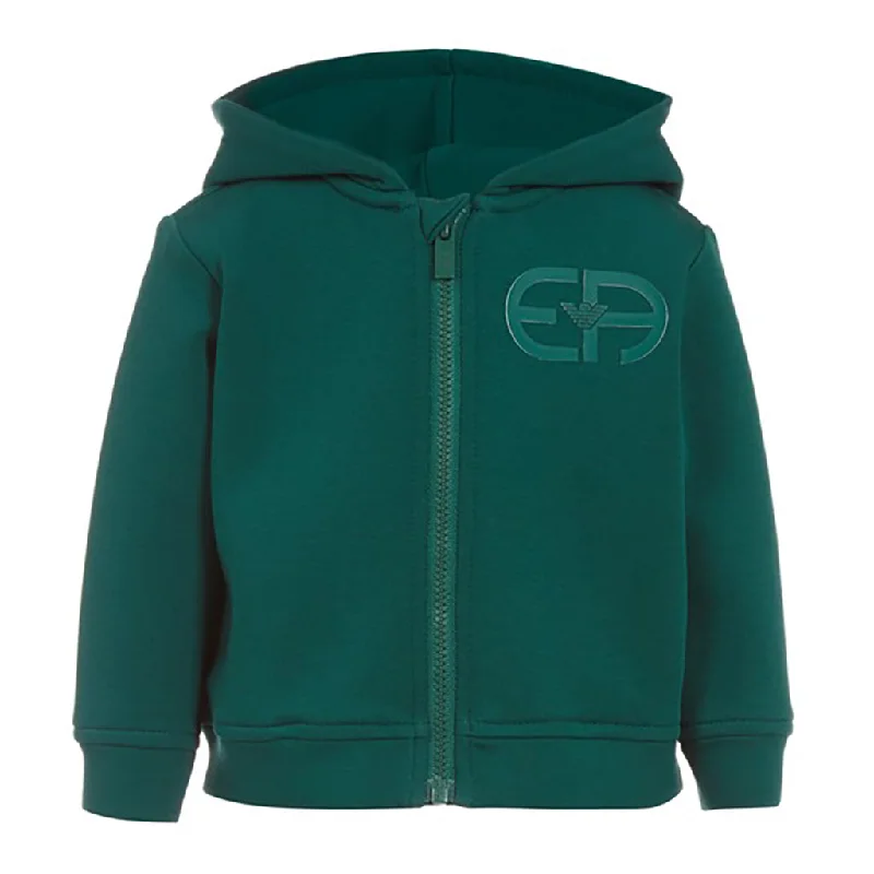 men's graphic sweatshirts -Green Double Jersey Zip hoodie