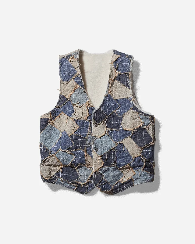 men's vest jackets for fall -Men's Reversible Denim Vest Stained Light Blue