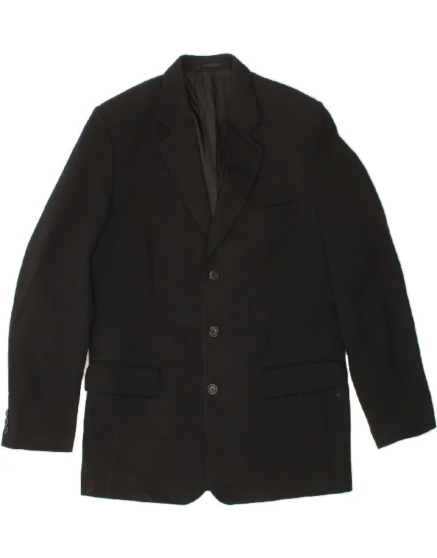 tailored vests for men -JACK & JONES Mens 3 Button Blazer Jacket IT 50 Large Black Polyester