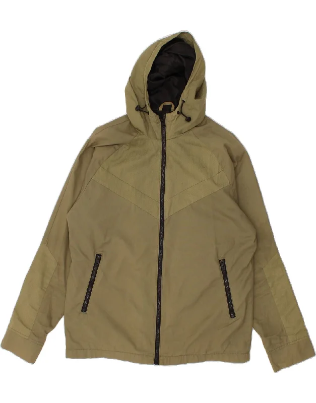 modern waistcoats for men -JACK & JONES Mens Hooded Windbreaker Jacket UK 40 Large Khaki Cotton