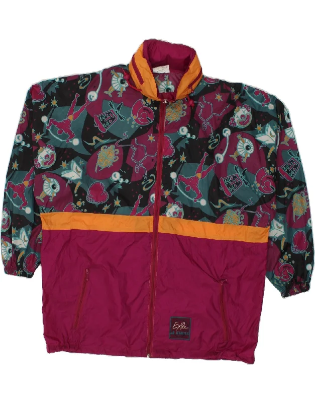 men's vests for summer -JEANTEX Mens Abstract Pattern Hooded Rain Jacket UK 42 XL Burgundy