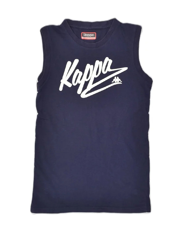 quilted vests for men -KAPPA Boys Graphic Vest Top 11-12 Years Navy Blue Cotton