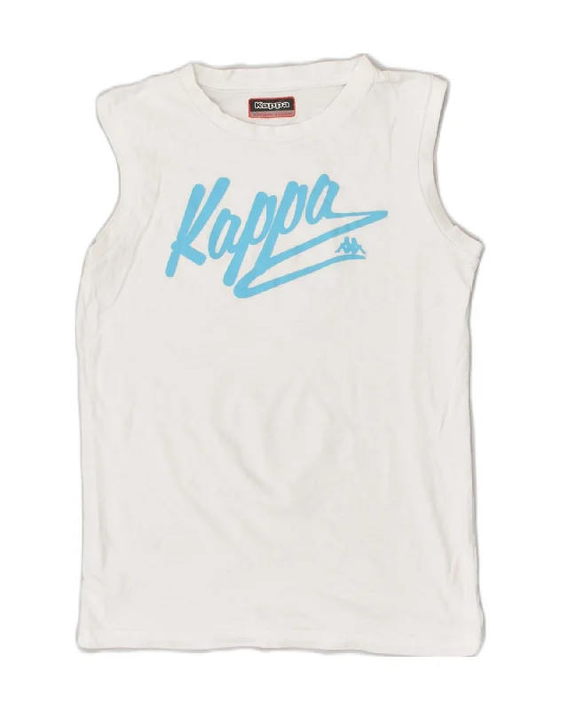 outdoor activity vests for men -KAPPA Boys Graphic Vest Top 11-12 Years White