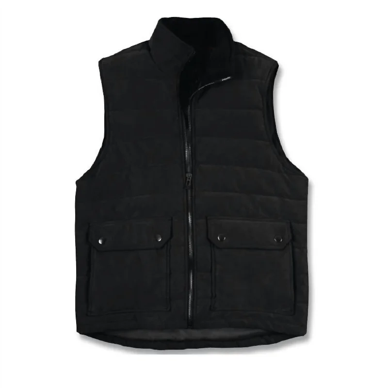 quilted vests for men -Kids Faux Suede Vest In Black