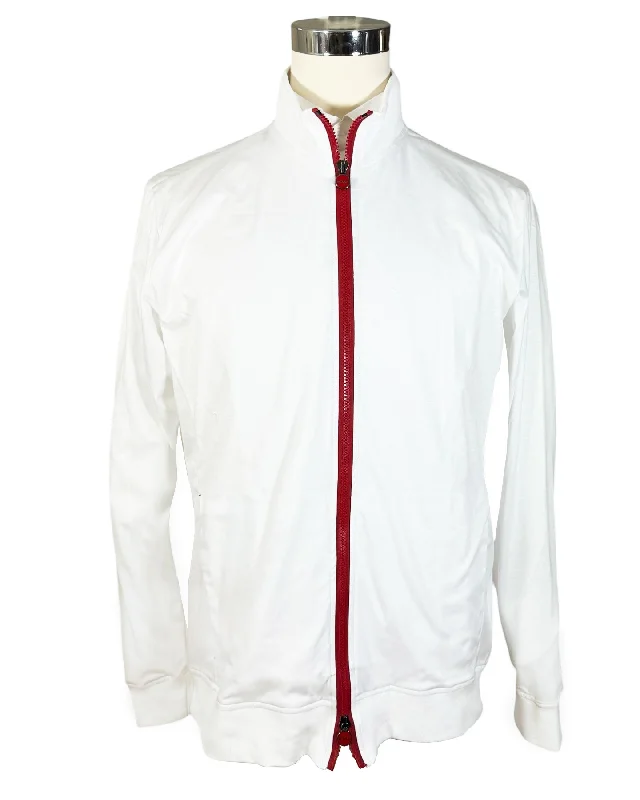 men's vest jackets for fall -Kiton Jacket White Full Zip Activewear EU 52 / L