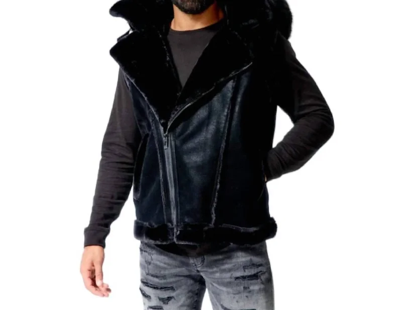 stylish waistcoats for men -Men's Denali Shearling Vest In Black