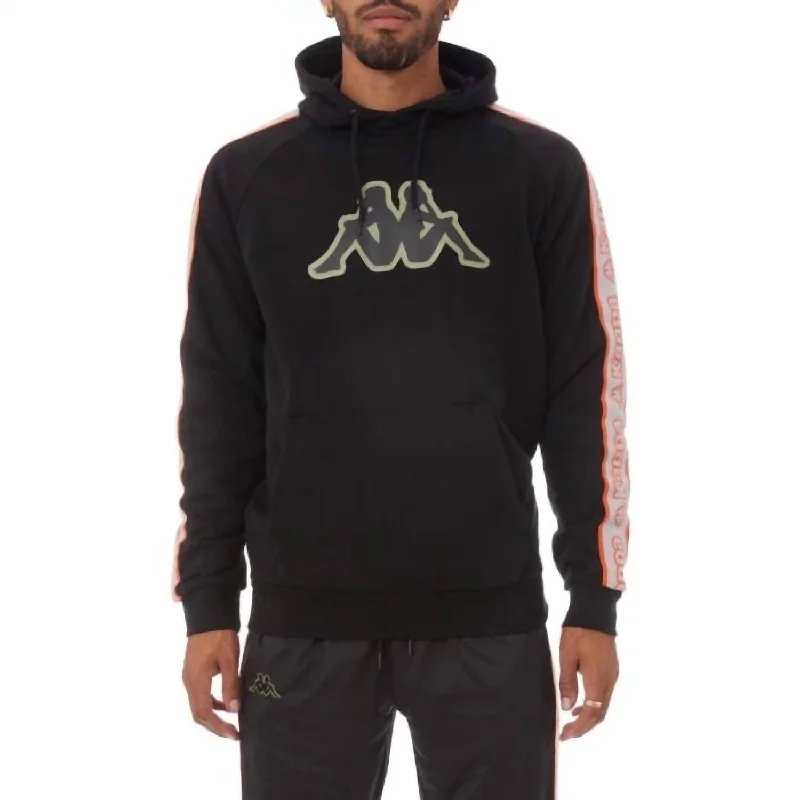 zip-up hoodies for men -Men's Logo Tape Apet 2 Hoodie In Black