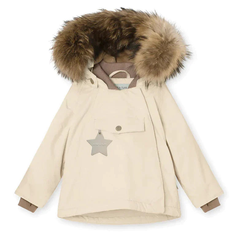 quilted vests for men -MINI A TURE Kids WANG Winter Jacket w/ Fur Hat in Angora Cream