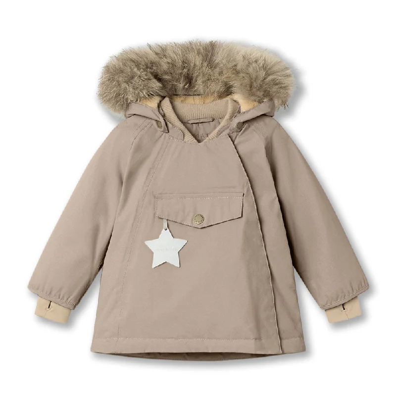 outdoor activity vests for men ->MINI A TURE Kids WANG Winter Jacket w/ Fur Hat - Savannah Tan