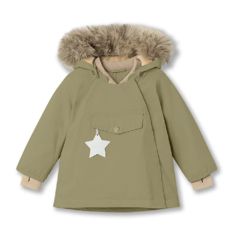 designer vests for men ->MINI A TURE Kids WANG Winter Jacket w/ Fur Hat - Aloe Green