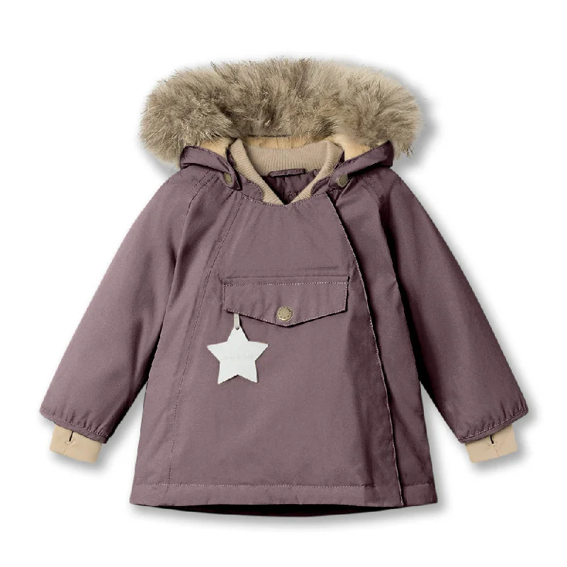 men's cotton vests ->MINI A TURE Kids WANG Winter Jacket w/ Fur Hat - Peppercorn Plum