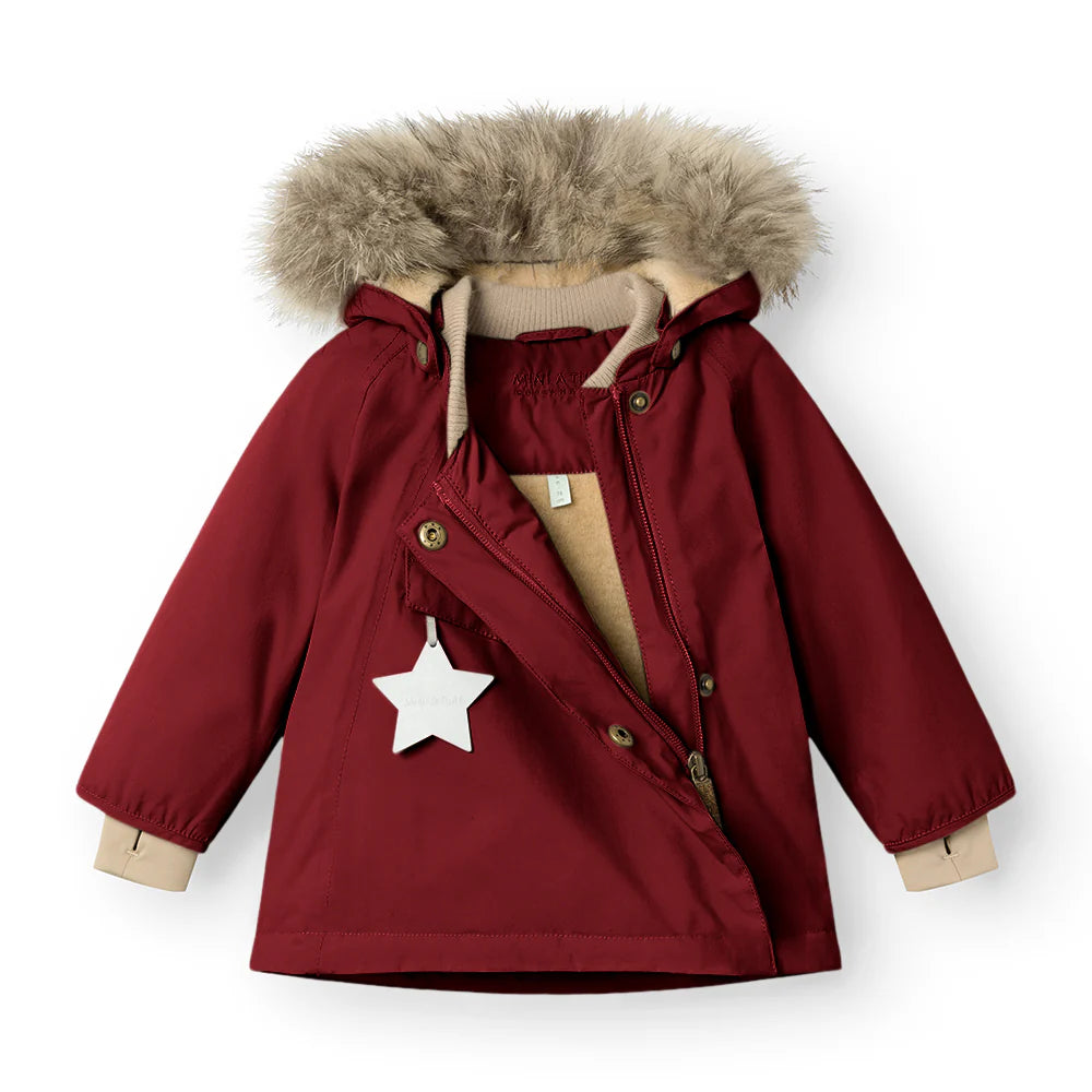 men's vests for summer ->MINI A TURE Kids WANG Winter Jacket w/ Fur Hat - Red Merlot