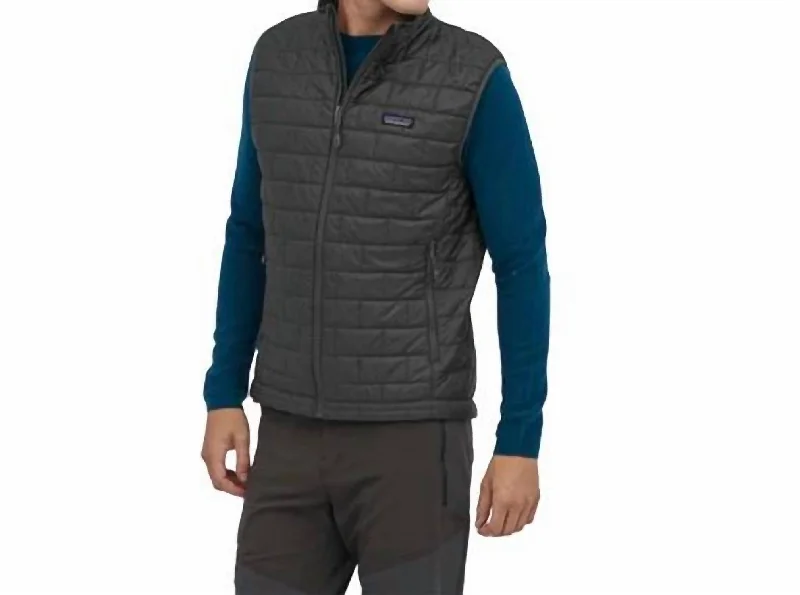 men's zip-up vests -Nano Puff Vest In Forge Grey