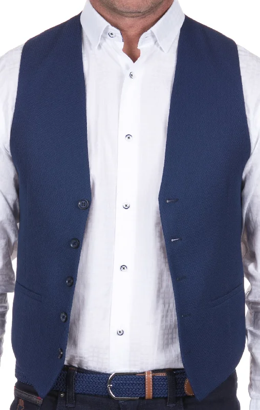 outdoor vests for men -Navy Dobby Woven Vest