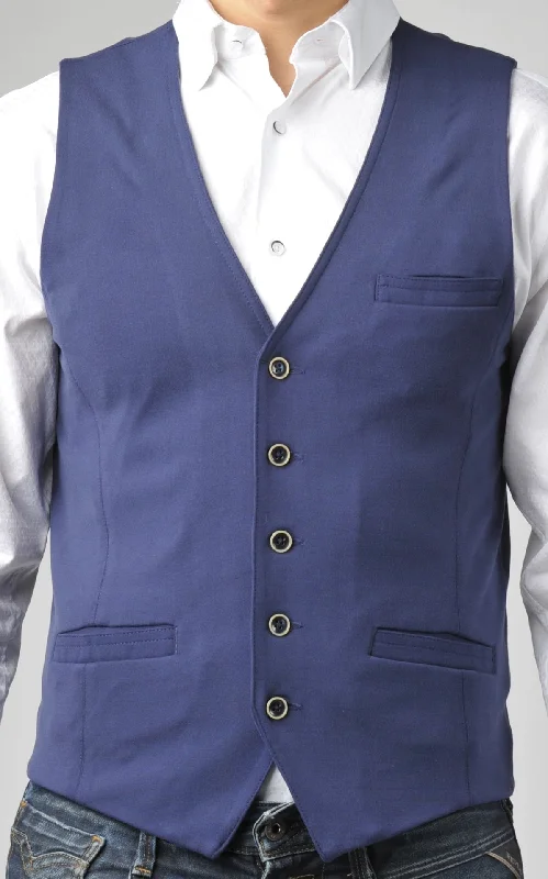 stylish wool waistcoats for men -Navy Punto Milano Knit Vest