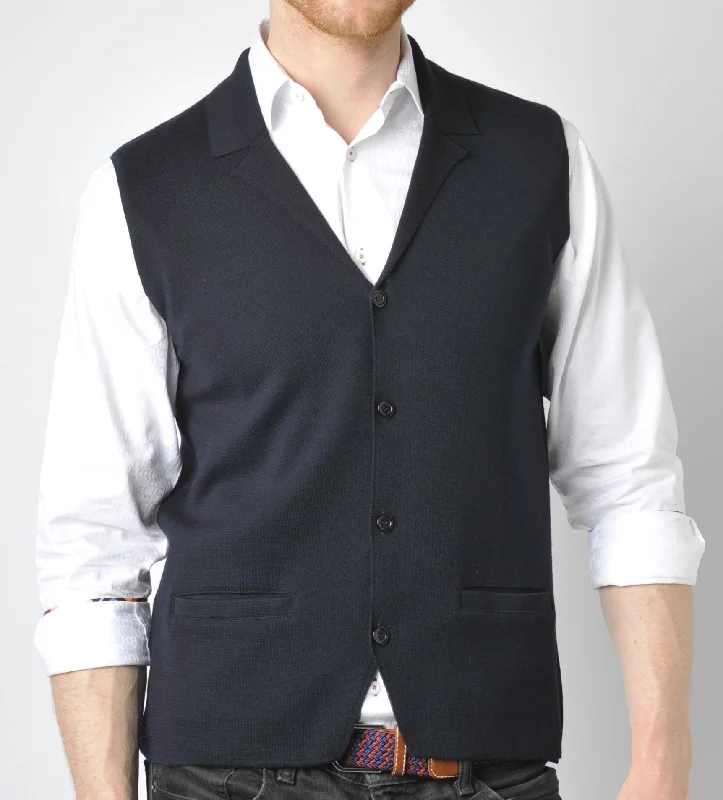 slim-fit waistcoats for men -Navy Vest with Lapels