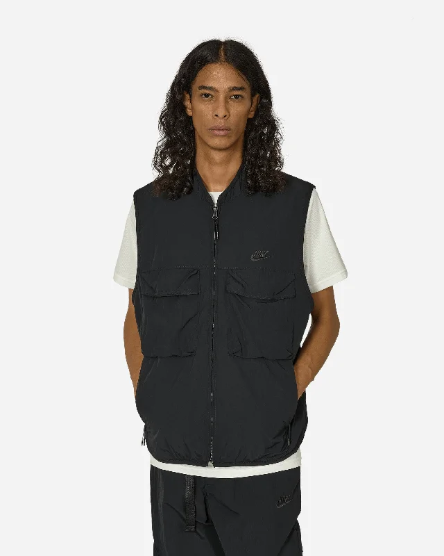 casual vests for men -Tech Woven Vest Black