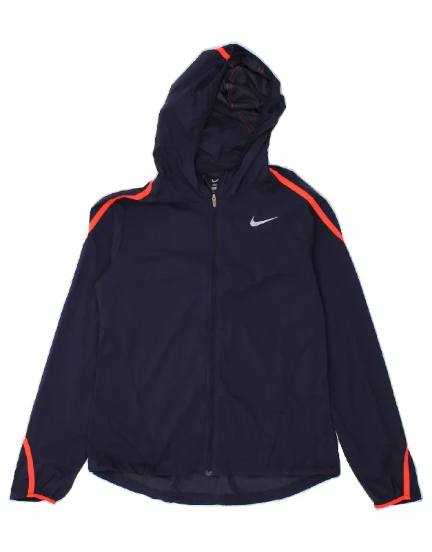 men's waistcoats for business -NIKE Mens Hooded Rain Jacket UK 36 Small Navy Blue Nylon