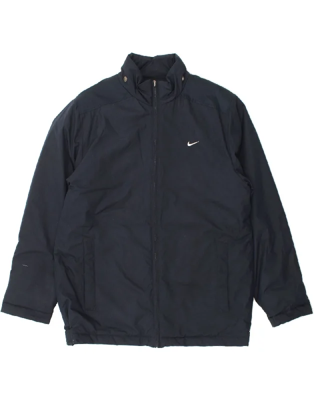 fitted waistcoats for men -NIKE Mens Windbreaker Jacket UK 38 Medium Navy Blue Polyester