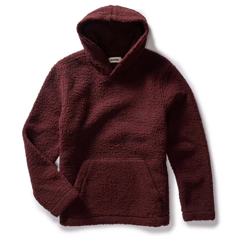 men's comfortable sweatshirts -The Nomad Hoodie in Burgundy Sherpa