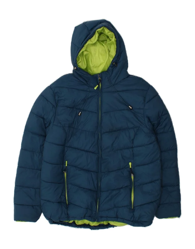 men's fleece-lined vests -NORDCAP Mens Hooded Padded Jacket IT 48 Medium Blue Polyamide