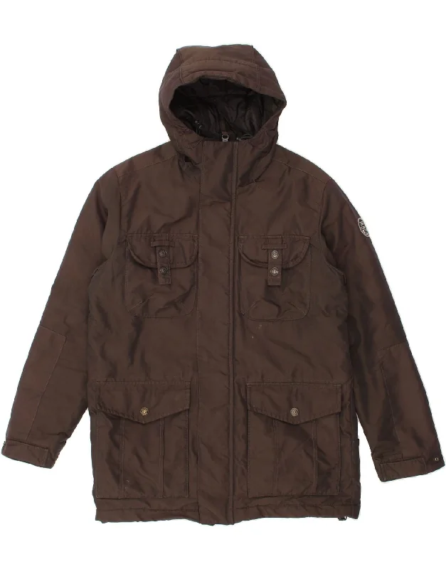 versatile vests for men -NORTH SAILS Mens Hooded Utility Jacket UK 38 Medium Brown Polyester