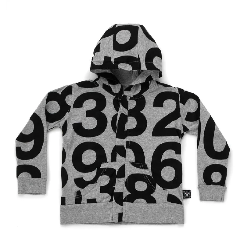 men's hoodies with logo -Nununu NU2132 Numbered Zip Hoodie in Heather Grey