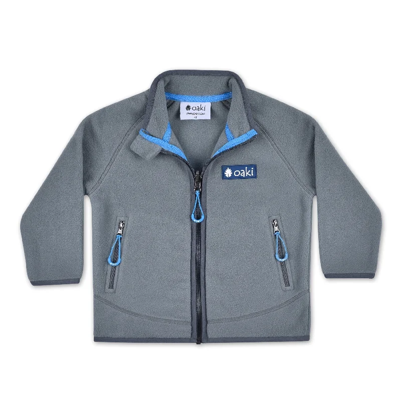 lightweight vests for men -OAKI 200 Series Polartec Fleece Jacket in Charcoal/Blue (Sizing Runs Small, Recommend Sizing Up)