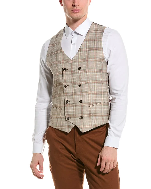 multi-pocket vests for men -Paisley & Gray Marylebone Slim Double-Breasted Vest